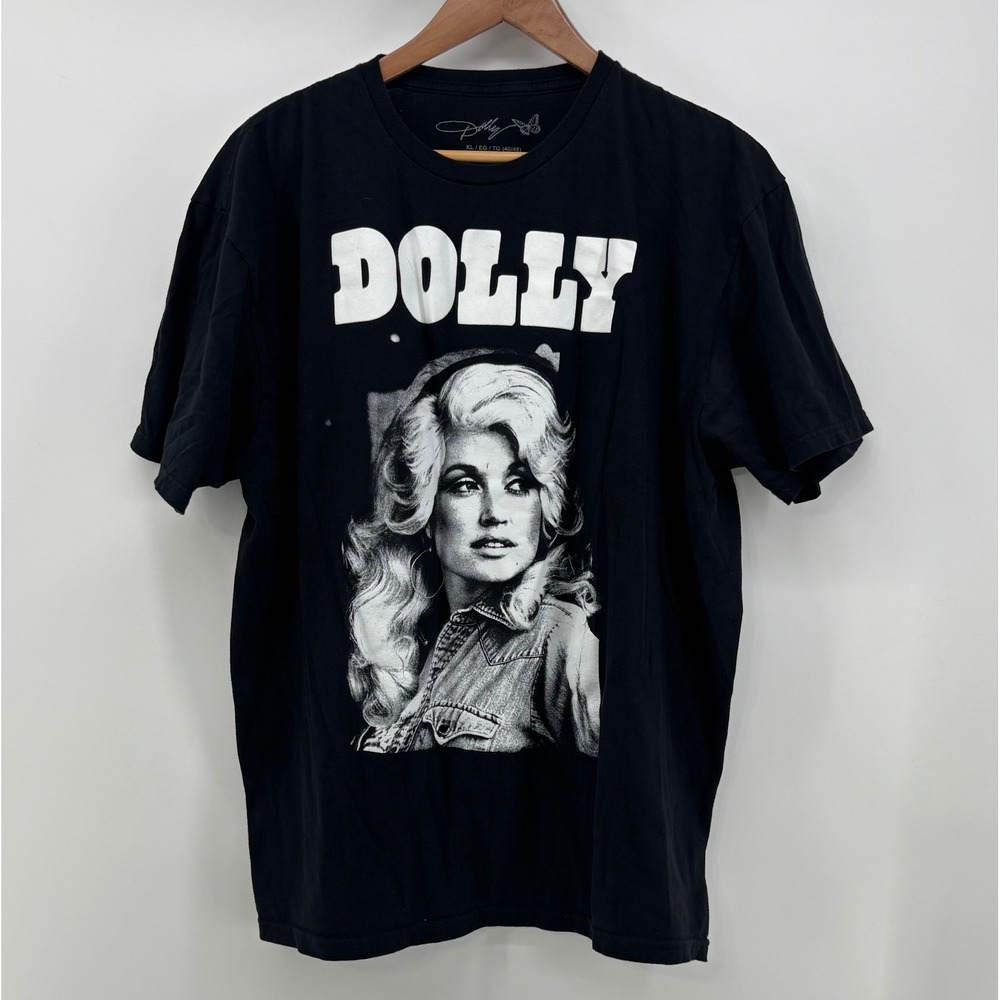 Dolly Parton T-Shirt Men's XL Black Graphic Print Short Sleeve Cotton